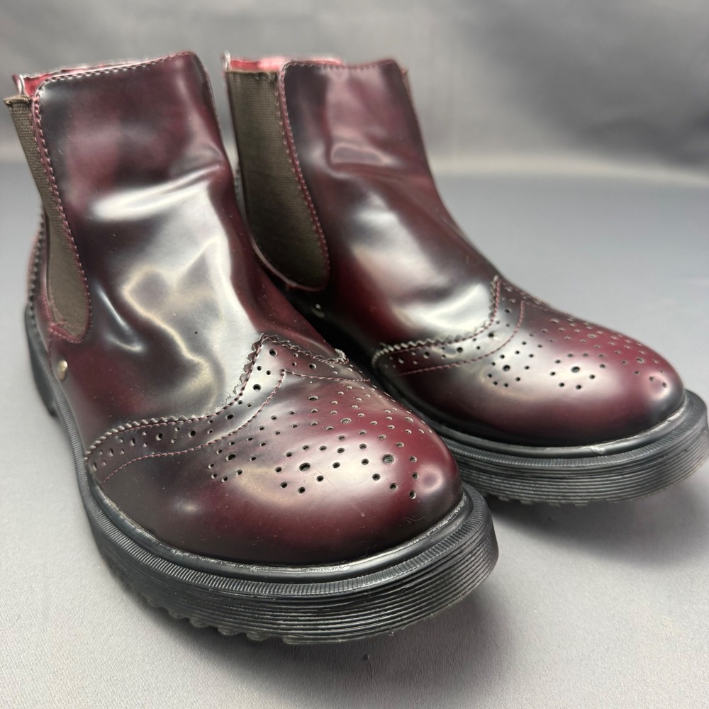 Electric Karma London Boot Burgundy Wingtip Brogue Chelsea Boots Mens 10 Grunge